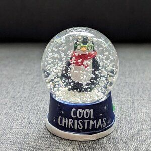 Snow Globe Blue Penguin with Glasses Cool Christmas